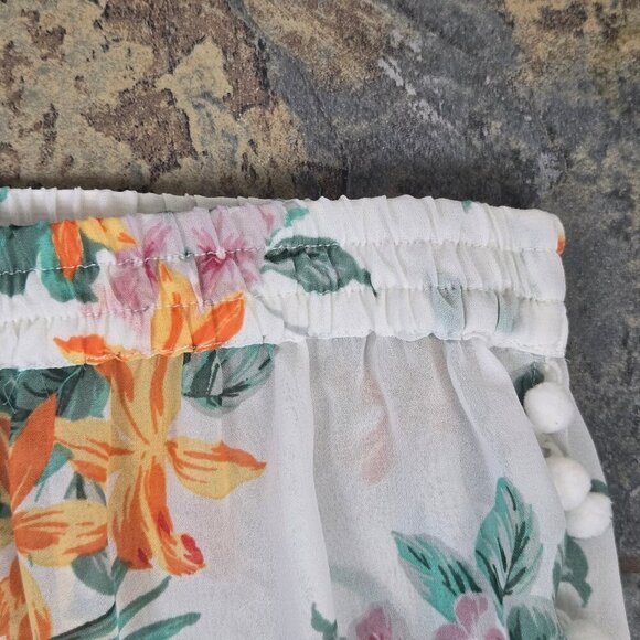 Club Z Collection Size XL White Sheer Coverup Pants Floral Pattern Elastic Waist - Picture 5 of 11